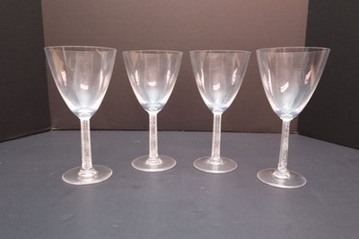 SET 4 LALIQUE Crystal Glass PHALSBOURG ART DECO Water Goblets Glasses Frosted