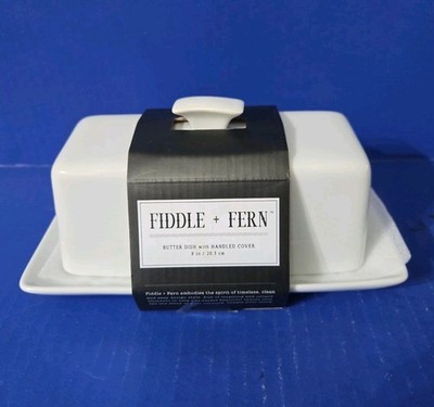 Fiddle and Fern Covered Butter Dish 8-Inch Butter Keeper Crock New With Tags