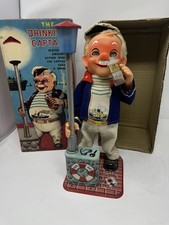 Vintage 1960’s Battery Op Drinking Captain Toy S & E Japan # 4101 Amico WORKS
