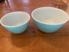 2 Vintage Turquoise PYREX Mixing Bowls 401, 402
