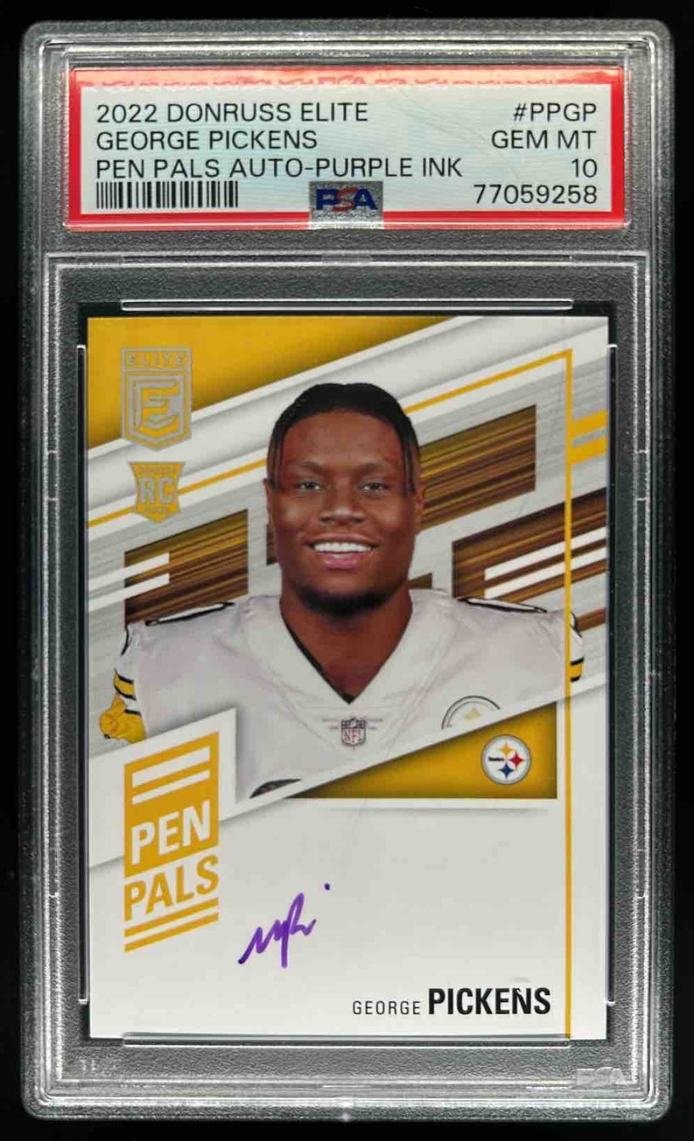 George Pickens Panini Donruss Elite Pen Pals Autographs #PPGP Purple Ink