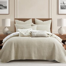 Mills Waffle King/Cal King Quilt Set 106x92in with 2 Pillow Shams 36x20in -