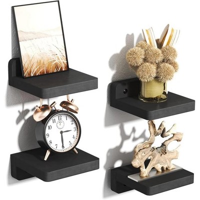 4 Stück kleine schwebende Regale 5 Zoll Holz Wand Display Leiste UK