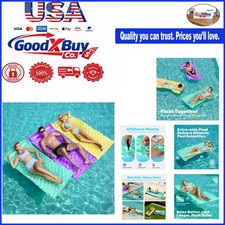3 Pack Inflatable Pool Float Mats with Headrest, 64x32 inch, for Adults, Gree...