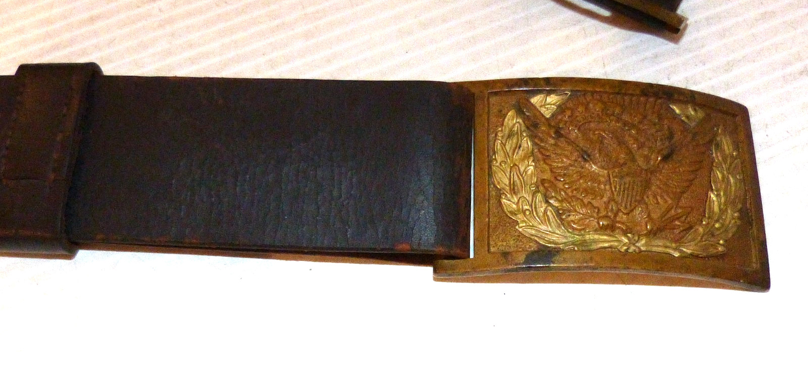 Beautiful Antique Model 1851 Eagle Belt Plate W Leather Belt / Hangers M1851