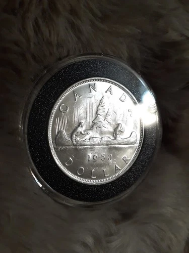 1960 Canada Silver Dollar Brilliant Gem Proof Uncirculated Voyager Canoe Pretty