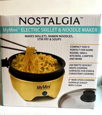 Nostalgia MyMini Personal Electric Skillet & Rapid Noodle Maker, Yellow