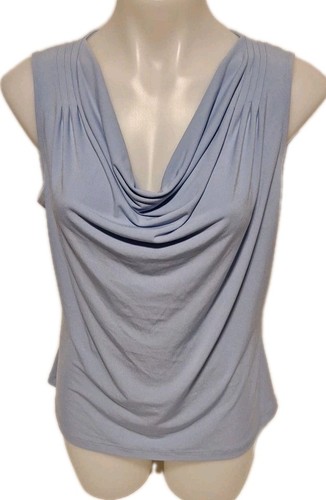 Calvin Klein Sleeveless Baby Blue Cowl Neck Shirt Women's Sz Large Polyester Bld - Picture 18 of 18