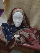 NWT Rikka Vintage long American flag scarf, shawl,sarong. Rustic,sheer,classic
