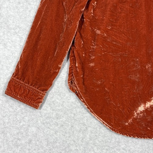 Pilcro Anthropologie Top Damen Small Relaxed Samt Buttondown Shirt rostorange - Bild 3 von 12