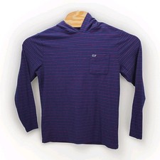 Vineyard Vines Boys XL Edgartown Hoodie T-Shirt Blue Red Stripe Soft Stretch