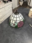Vintage Tiffany Style Stained Glass Floral Lamp Shade 7” Diameter