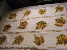 Handmade Fall Leaves Afghan Blanket Large Crochet Throw Autumn 39"x59"