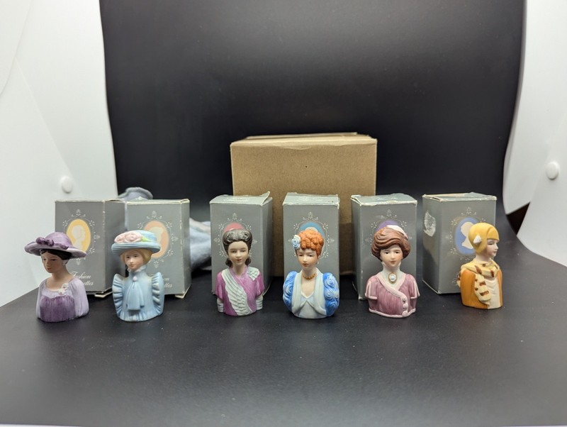 6 Avon American Fashion Thimbles Silhouettes