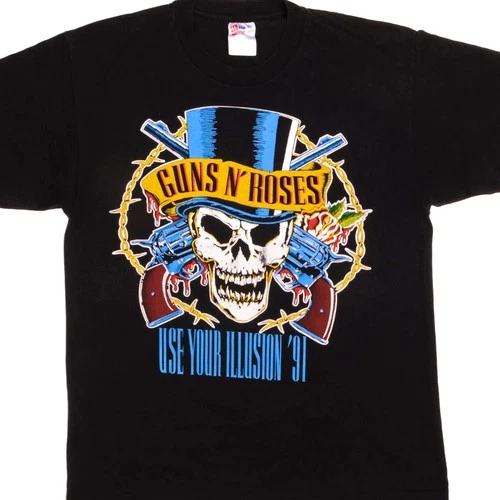 GUNS N' ROSES USE YOUR ILLUSION TOUR TEE SHIRT 1990s vintage concert t-shirt, vintage, size L, single stitch, B+ condition