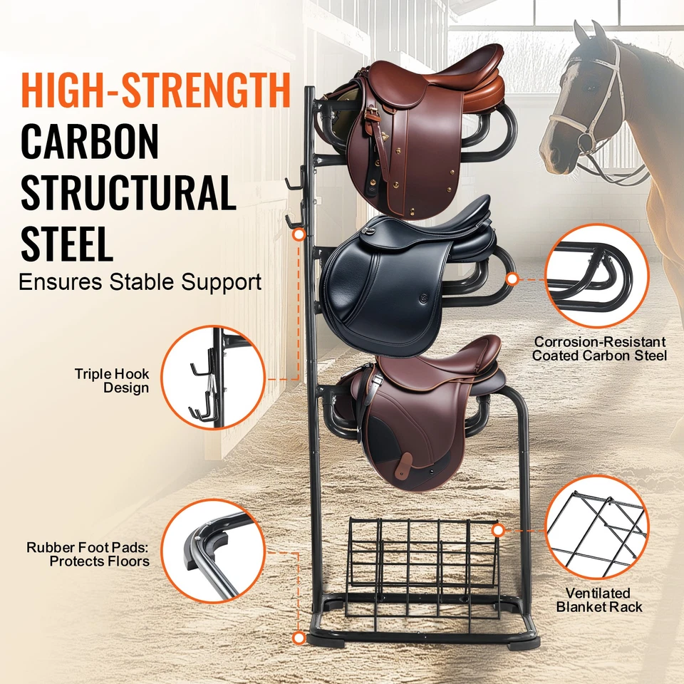 Freestanding Saddle Stand 3 Tiers English and Western Saddle Rack - Image 2 of 4