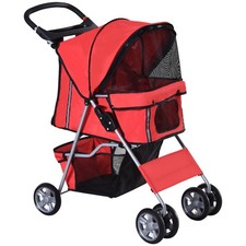 PawHut Passeggino per Cani Pieghevole Cestino Copertura Tessuto Oxford Rosso