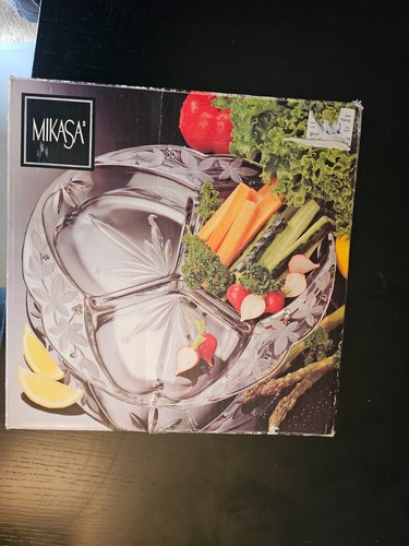 New Mikasa Crystal 3 Part Divided Server Garden Terrace WY923/345 12" Ships Fast - Picture 3 of 3