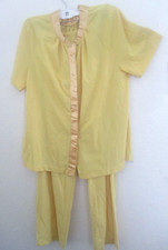 Vintage Yellow Nylon 2-Piece Pajama Set Size M Sears