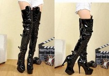 Womens Patent Leather Thigh High Latex Boots ...