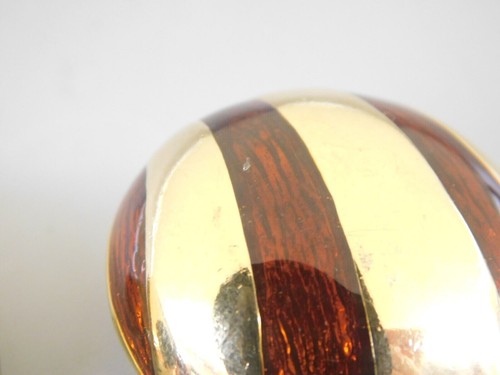 Vintage Signed Ciner Large Gold Tone Root Beer Enamel Clip Earrings - Picture 2 of 4