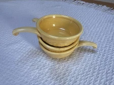 Homer Laughlin Oven Serve Embossed Yellow Handled Ramekins (3 in one auction!)