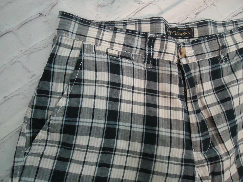 Мужские шорты U.S. Polo Assn в клетку черные/белые 100% хлопок размер W30 - Изображение 2 из 4