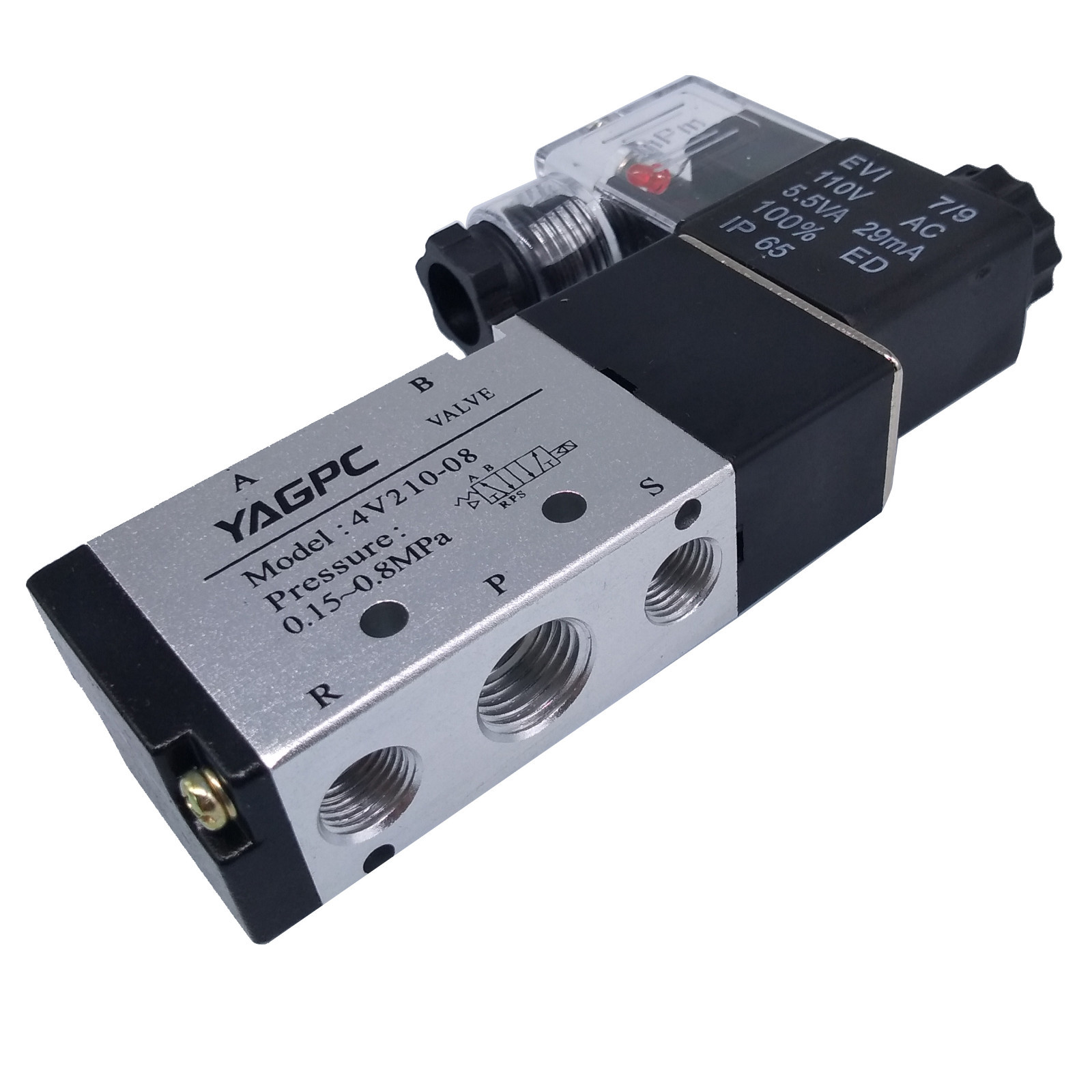 NJ STOCK  110VAC Pneumatic Electric Solenoid Air Valve 5 Way 2 Position 4V210-08