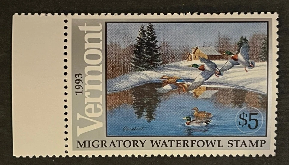Travelstamps: 1993 Vermont Duck Migratory Waterfowl Stamp Mint MNH OG - Image 2 of 4
