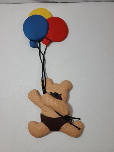 Wooltex Plush Bear 1985 Balloons Wall Hanging Retro Nursery Decor RARE Vintage 