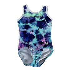 Tie-dye Gymnastics Leotard by K-Bee Cool Colors youth 4/5
