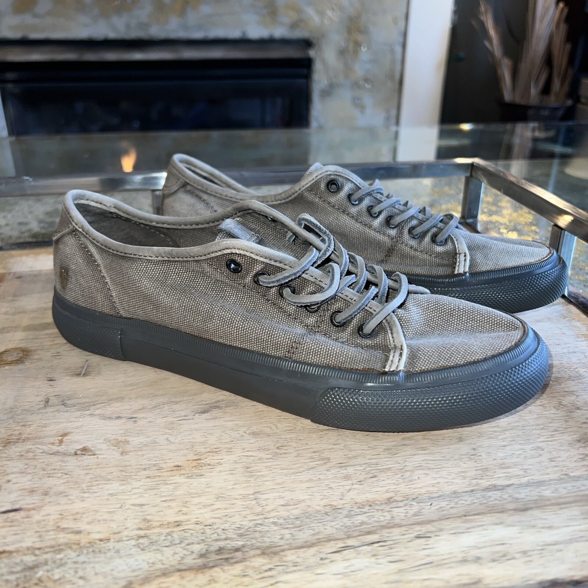Frye Ludlow men’s canvas shoes in grey color size 7 1/2 Men main image 2