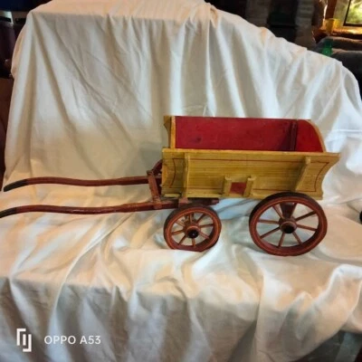 ANCIEN JOUET A TIRER chariot charrette en bois /wooden wagon pull toy - Photo 1/4
