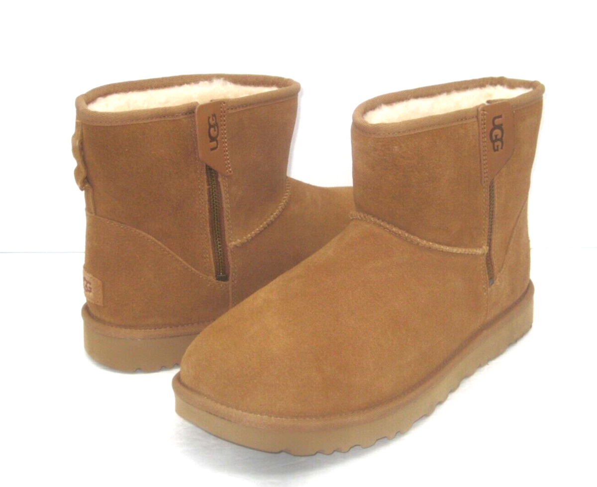 UGG CLASSIC MINI BAILEY ZIP WOMEN BOOTS SUEDE CHESTNUT US 11 /UK 9