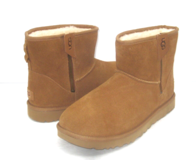 UGG CLASSIC MINI BAILEY ZIP WOMEN BOOTS SUEDE CHESTNUT US 6 /UK 4