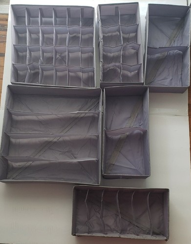 NOB Umi Qite Gray Bedroom Drawer Organizers Set Of 6 - Picture 2 of 9