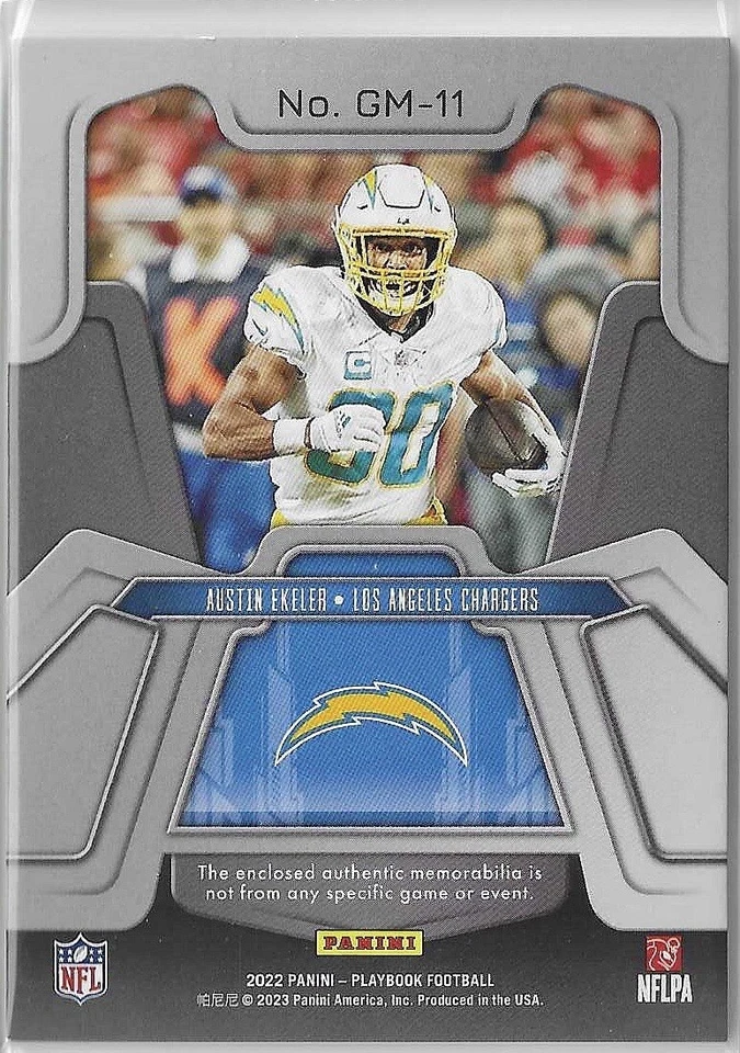 2022 Panini Playbook Austin Ekeler Gameday Materials Jersey Chargers #GM-11 - Image 2 of 2