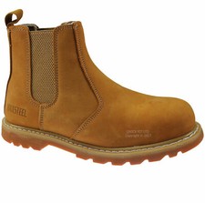 MENS HONEY SLIP ON CHELSEA DEALER SAFETY BOOTS WORK BOOTS SHOES STEEL TOE CAP