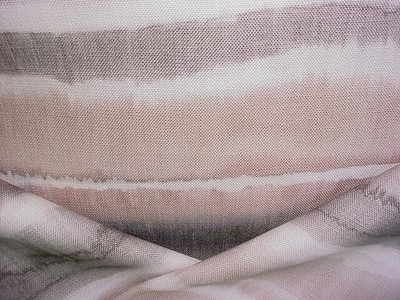 3-1/2Y KRAVET COUTURE ENTHRAL TAUPE PRINTED WATERCOLOR STRIPE UPHOLSTERY FABRIC