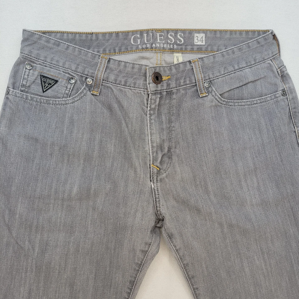 Guess Jeans Mens 34x30 Gray Lincoln Slim Straight Mid Rise Light Wash Denim - Image 2 of 4