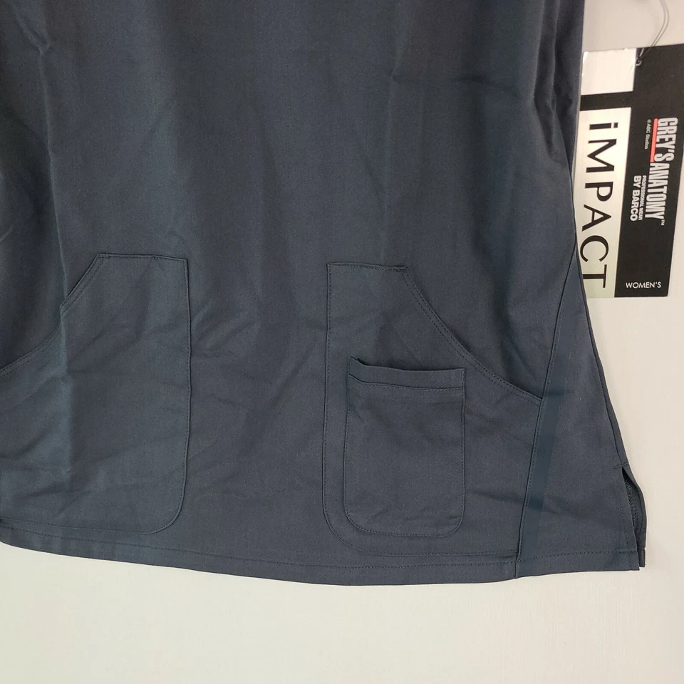 Blusa Médica Grey's Anatomy Impact Mujer 3 Bolsillos Cruzada Cuello en V Acero Talla M Nueva con Etiquetas Foto 3 de 4