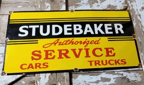 VINTAGE STUDEBAKER PORCELAIN SIGN OLD AUTOMOBILE CAR TRUCK DEALER SALES SERVICE