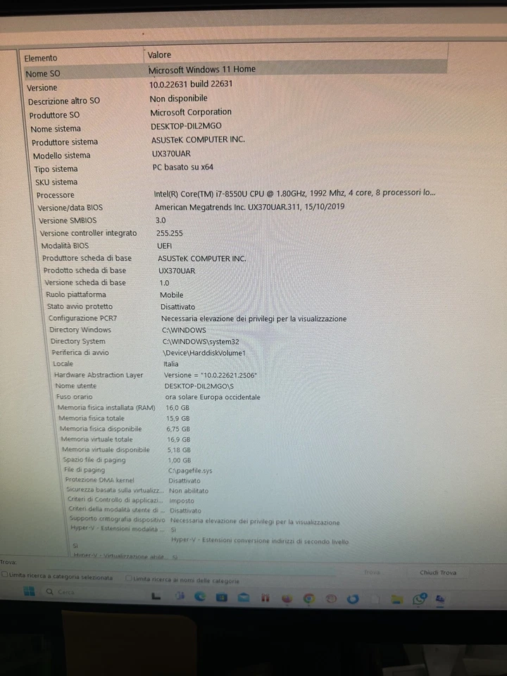 13 “ Pollici Asus ZenBook Flip Notebook Pc Blu UX370UAR Flip - Immagine 4 di 4