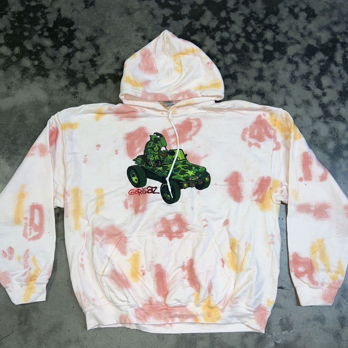 Gorillaz Self-Titled Album Cover Men Pink Tie-Dye Pullover Hoodie Size XL |  eBay