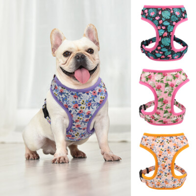 Floral Dog Puppy Harness Soft Mesh Padded Adjustable Small Dogs