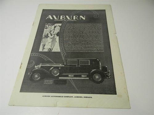 Vintage 1930 Auburn Automobile Company Indiana Man Cave Print Ad 5G8F - Picture 1 of 3