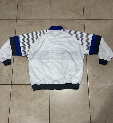 Vintage Men's White Blue Gray Wilson Track Running Zip Up Jacket