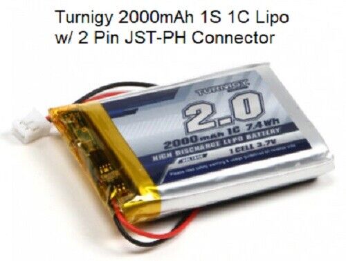Batteria Turnigy 2000mAh 1S 1C Lipo w/ 2 Pin JST-PH Connector - Foto 1 di 1