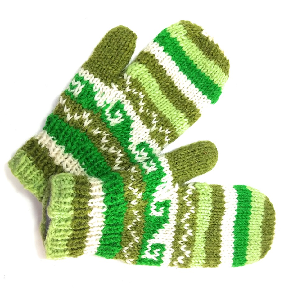Hand-Knit Wool & Recycled Silk Beanie & Fingerless Gloves Set - Fleece Lined, Made In Nepal, Teal