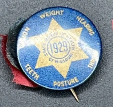 VINTAGE 1929 THE STATE BOARD OF HEALTH OF MISSOURI LAPEL PIN BADGE